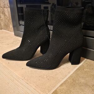 Altar'd State Black Sparkle Heeled Boots 8M NWOT